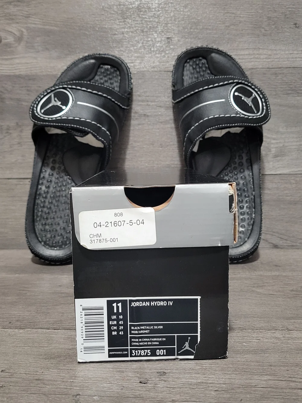 2008 Air Jordan Hydro 4 IV Slides Mens Size 11 Black 317875-001 slippers